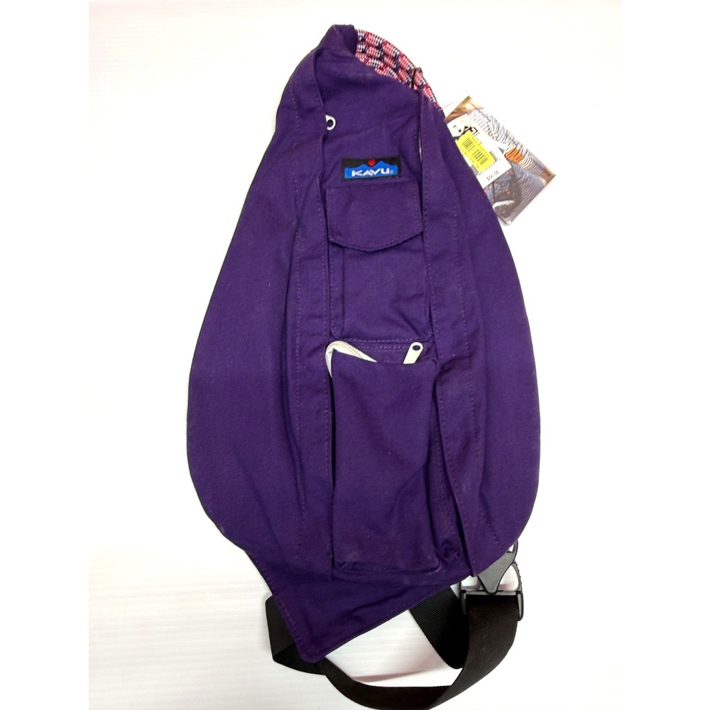 KAVU Rope Sling Backpack PURPLE Canvas Crossbody Hiking Travel Bag NWTS